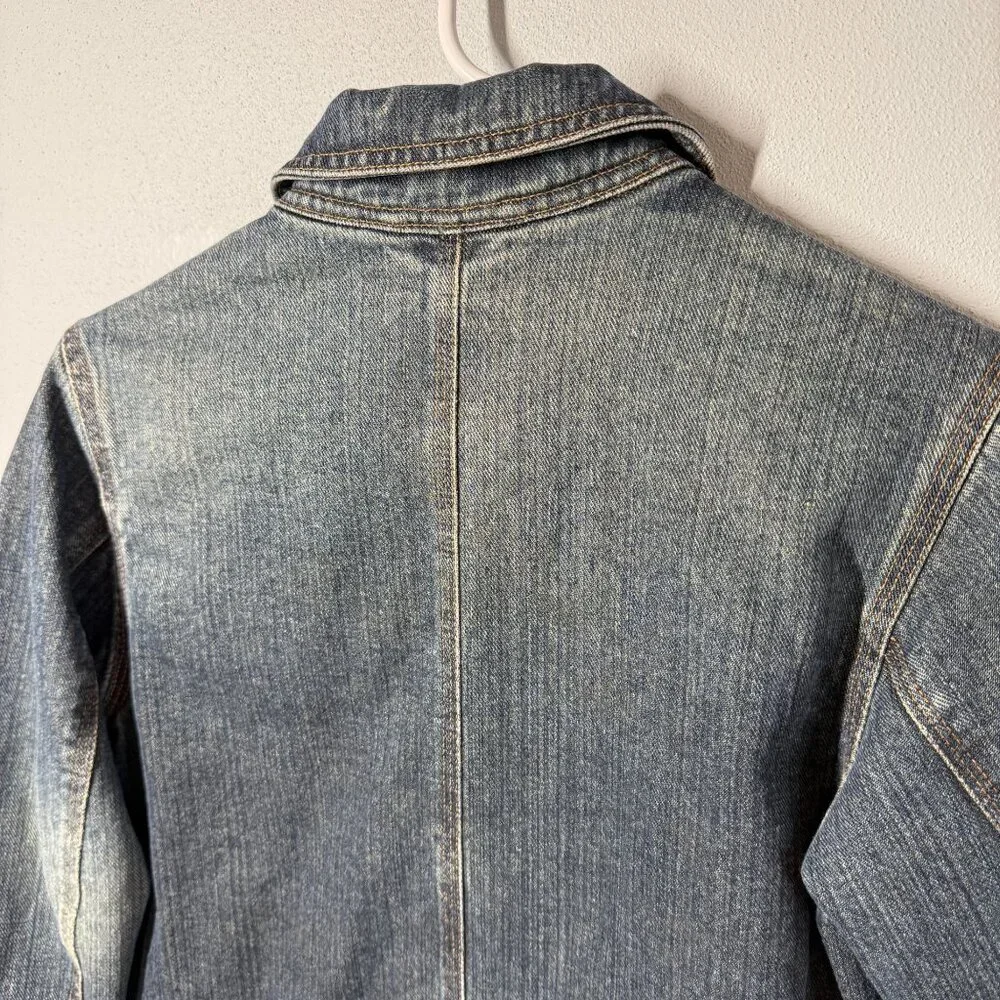 VTG‎ Old Navy Girls Lined Jean Jacket Small Zip Up Pockets Chores Fall Utility